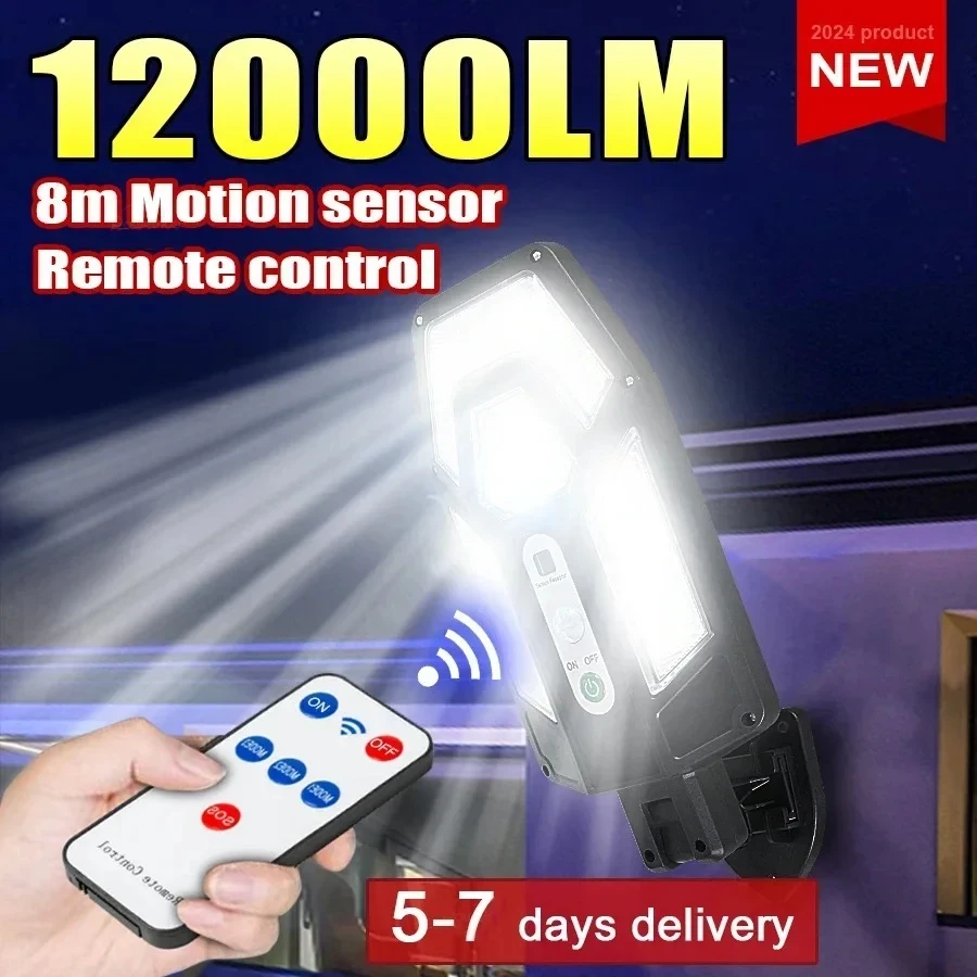 Solar Street Light Led - 12000LM 강력한 태양광 벽등 리모컨 포함