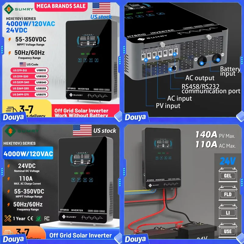 Pure Sine Wave Inverter - Sumry 4KW 120V 오프 그리드 태양광