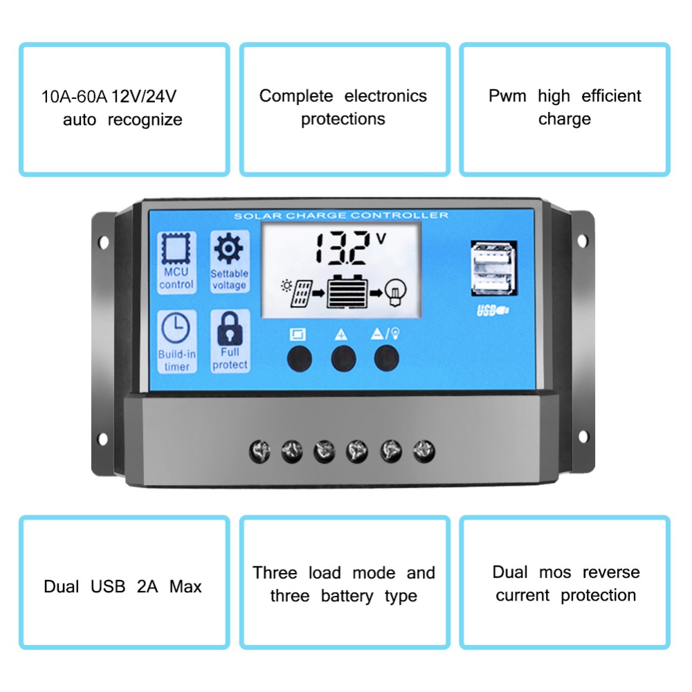 고효율 10A 20A 30A 12V 24V 자동 태양광 - Pwm Charge Controller 리뷰 및 가격